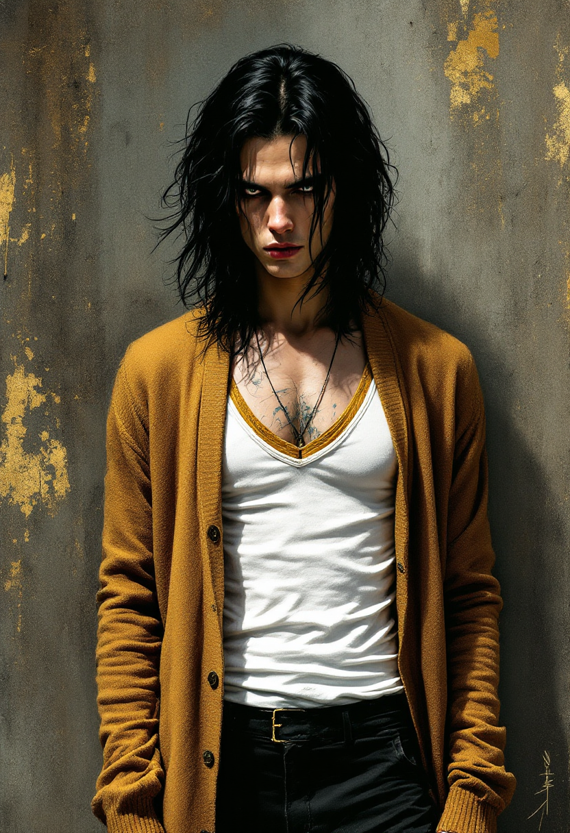 Camel wool V-neck cardigan